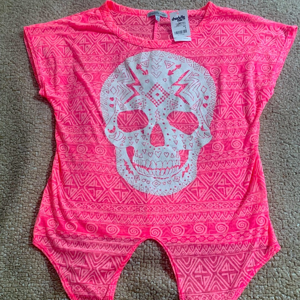 Charlotte Russe Pink tie front shirt L